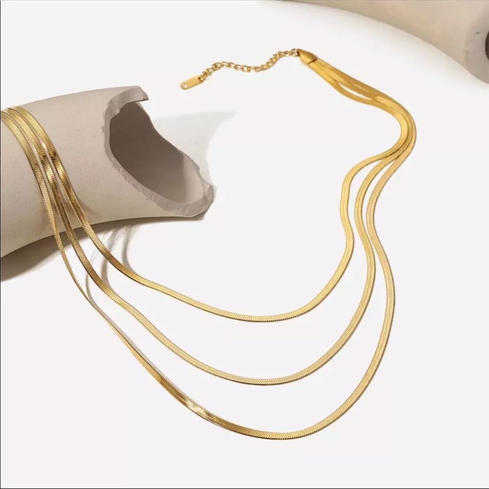 Elegant Gold Triple-Layer Necklace